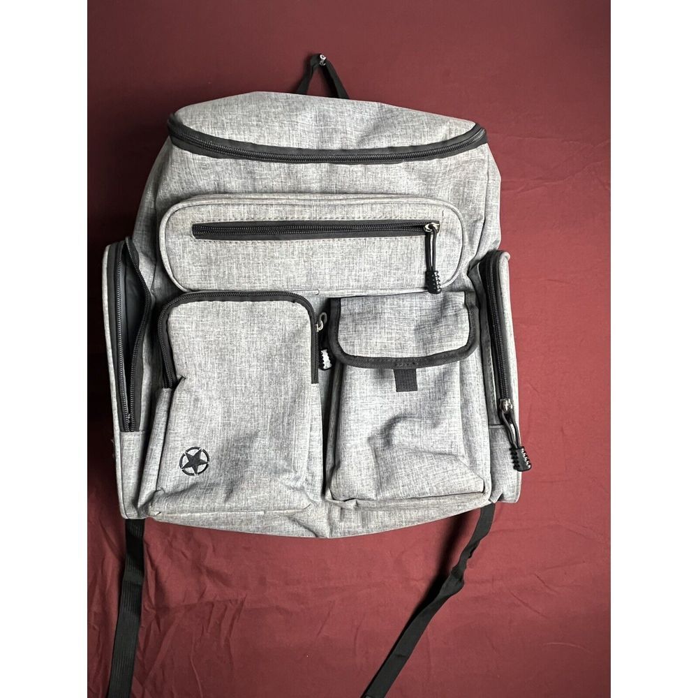 Jeep Multi Pocket Gray Backpack Diaper Bag Star Logo Good Condition